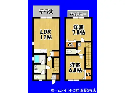 アブニールビラ有田(2LDK/1階)の間取り写真