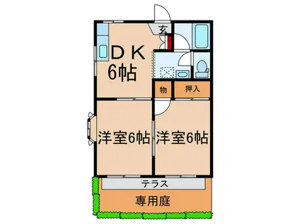 カーサ・ムラーノ(2DK/1階)の間取り写真