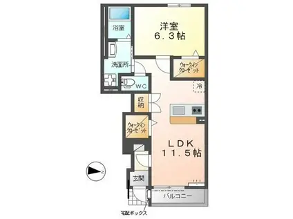 スキャリオン(1LDK/1階)の間取り写真