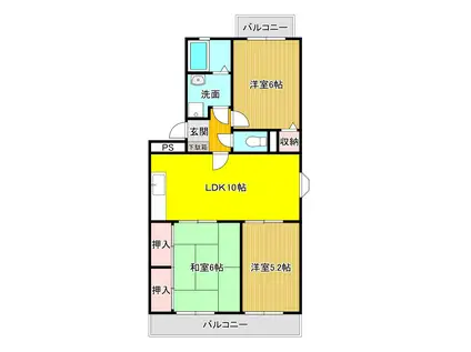 コンフォート・K(3LDK/3階)の間取り写真