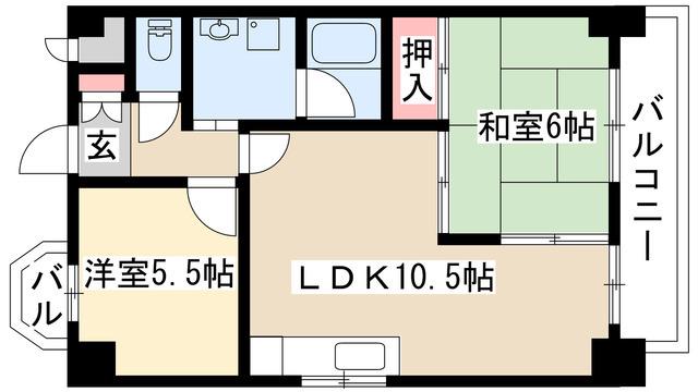 リヴァーサイド植田(2LDK/1階)の間取り写真
