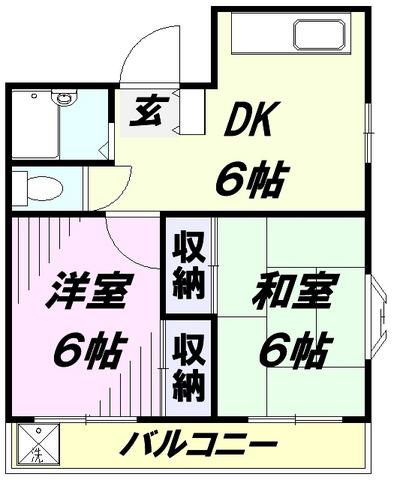 イーストハイム(2DK/2階)の間取り写真