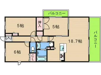 リバーガーデン岸里玉出(3LDK/11階)の間取り写真