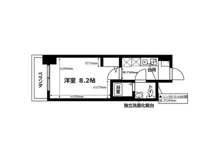 ヴェッセル幅下(1K/8階)の間取り写真