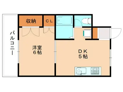 Iビル(1DK/5階)の間取り写真