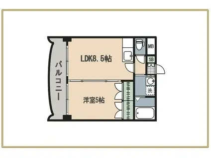 ロイヤルセンターBLD(1LDK/2階)の間取り写真