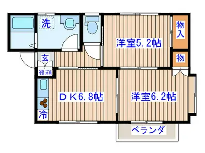 アイエスハイム 2(2DK/2階)の間取り写真
