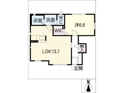 イマージュA(1LDK/1階)の間取り写真