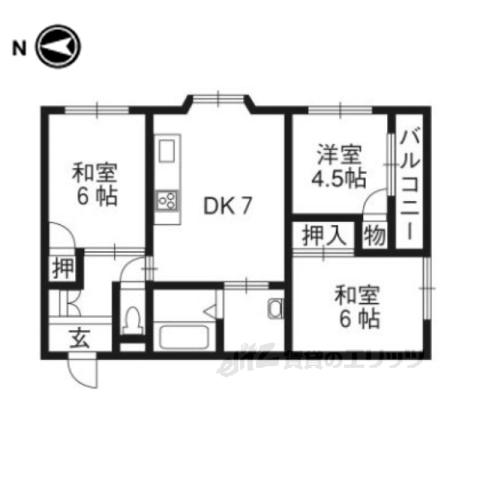 ガーデンテラス金ケ原(3DK/1階)の間取り写真