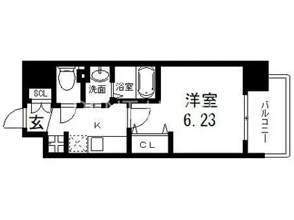 LUXE布施南II(1K/2階)の間取り写真