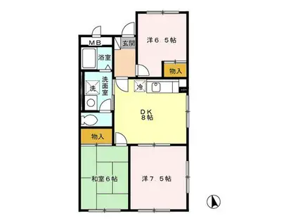 ヴェルドミール(3DK/2階)の間取り写真