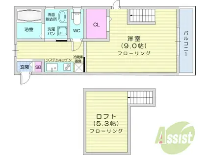 ブランニューY&S(1K/2階)の間取り写真