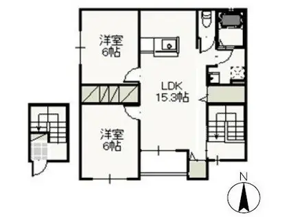 フローラルガーデンII(2LDK/2階)の間取り写真