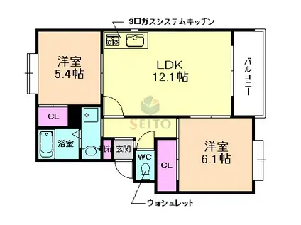 CMマンション(2LDK/2階)の間取り写真