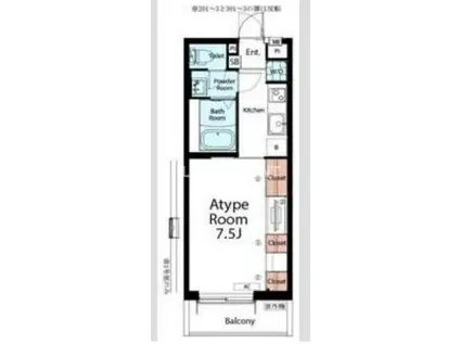 リブリ・フジヨシヅカ(1K/2階)の間取り写真