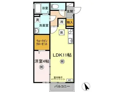 サンエクセルD棟(1LDK/1階)の間取り写真