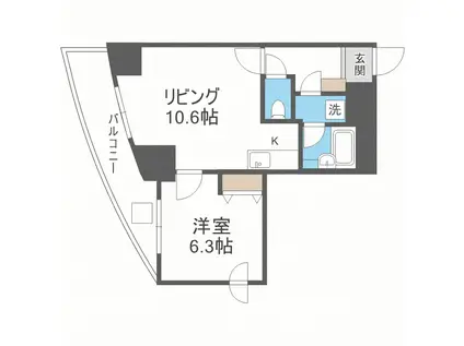 ライオンズステーションプラザ琴似(1LDK/5階)の間取り写真