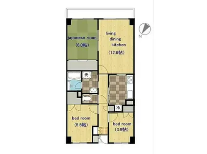 アーベイン世田谷(3LDK/2階)の間取り写真