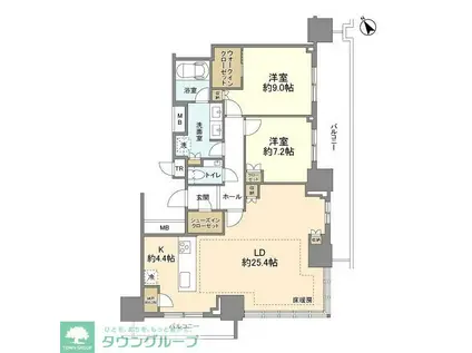 BRILLIA TOWER 浜離宮(2LDK/31階)の間取り写真