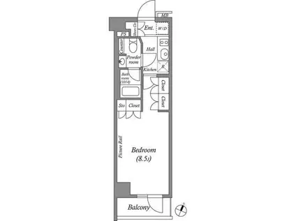 ルクレ西池袋(1K/2階)の間取り写真