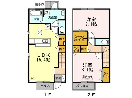 D-ROOM神丘町(2LDK/1階)の間取り写真