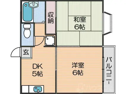 アルシュ住之江(2DK/2階)の間取り写真