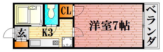 レジデンス西木(1K/2階)の間取り写真