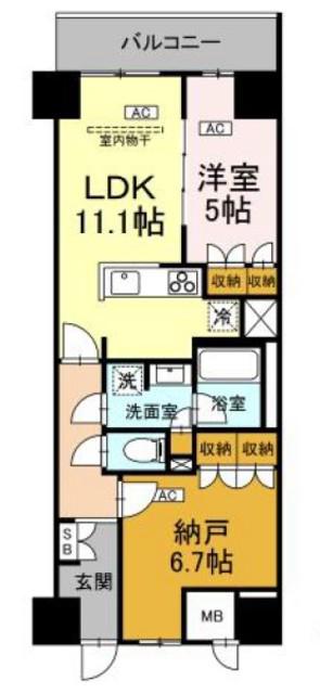 サンジョイアゼロ(1LDK/5階)の間取り写真
