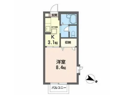 ポワロSJ(1K/1階)の間取り写真
