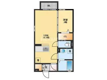 ニューハイツタリカドC(1LDK/2階)の間取り写真