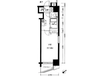 メインステージ茅場町(1K/8階)の間取り写真