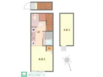 バーミープレイス吉祥寺II(ワンルーム/2階)の間取り写真