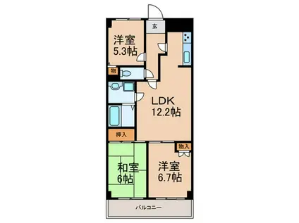 ビバリーハウス青谷壱番館(3LDK/2階)の間取り写真