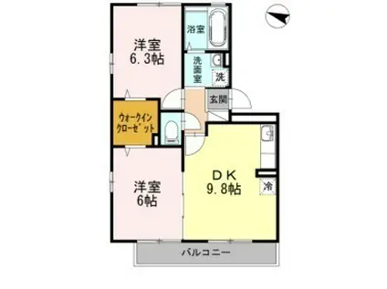 クリオコートA棟(2DK/3階)の間取り写真