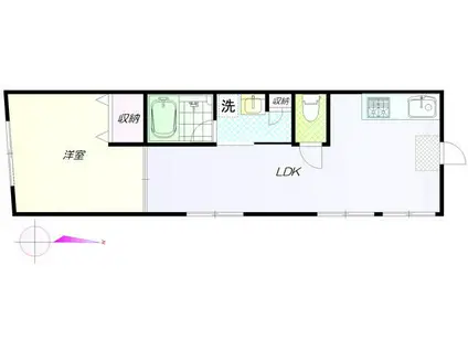 第二川名ビル(1LDK/2階)の間取り写真