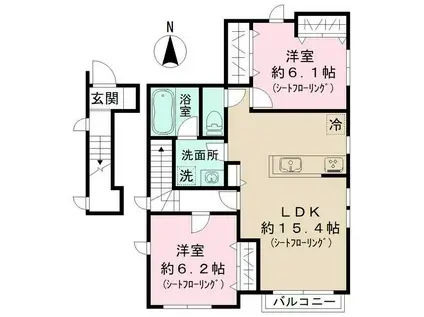 リエート(2LDK/2階)の間取り写真