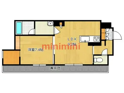 LA MAISON ROSE(1LDK/1階)の間取り写真