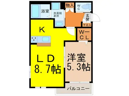 EVER GARDEN千種 II(1LDK/2階)の間取り写真