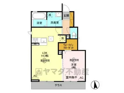 東武宇都宮線 江曽島駅 徒歩23分 2階建 築8年(1LDK/1階)の間取り写真