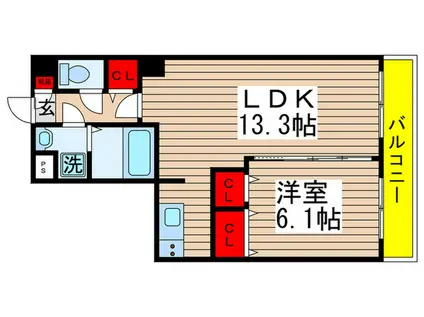 表町プライムヒルズ(1LDK/3階)の間取り写真