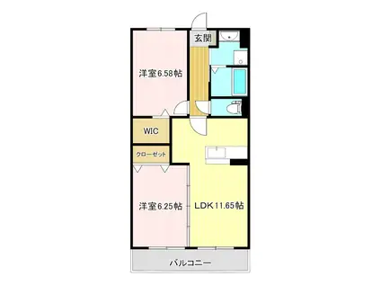 リーフ萩丘(2LDK/1階)の間取り写真