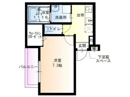 フジパレス上野芝(1K/3階)の間取り写真