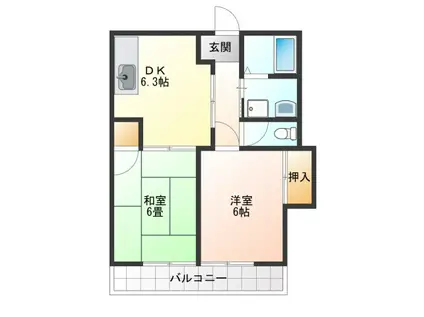 第二大ヤブビル(2DK/3階)の間取り写真