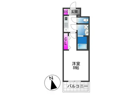 リヴェント玉造(1K/3階)の間取り写真