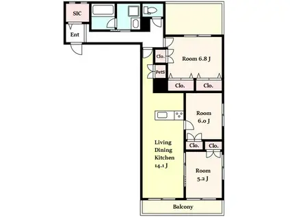 世田谷1丁目メゾン(3LDK/5階)の間取り写真