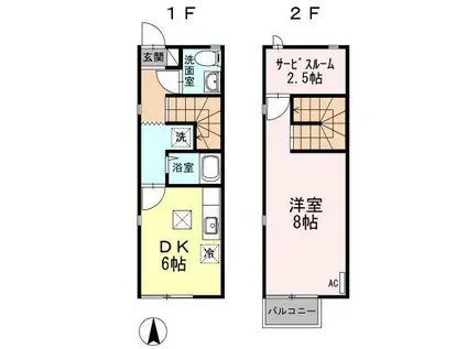 ケイハイム岩田町(1DK/1階)の間取り写真