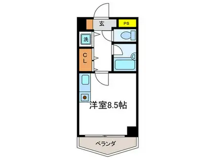 ランブラス桂東(ワンルーム/2階)の間取り写真