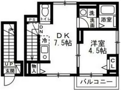 ドエル・SAWA(1DK/2階)の間取り写真