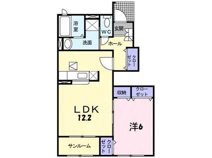 ヴィラージュ III(1LDK/1階)の間取り写真