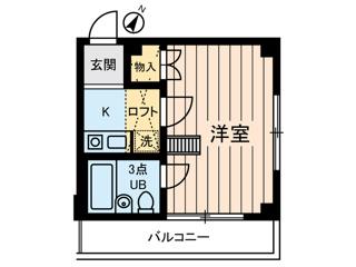 イリス三田(1K/2階)の間取り写真